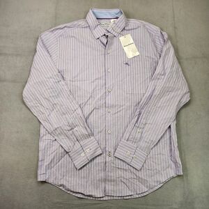 NWT Tommy Bahama Newport Coast‎ Button Up Shirt Men M Purple Striped Long Sleeve
